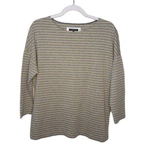 Lafayette 148 New York Striped Top Crew Neck 3/4 Sleeve XS Office Minimalist